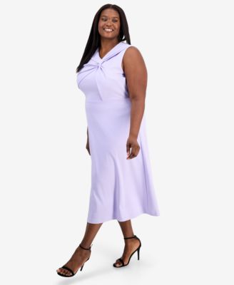 Plus Size Pebble Crepe Twist-Front Midi Dress