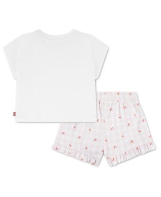 Girls' Toddler 2T-4T Crewneck T-Shirt and Shorts, 2-Piece Set