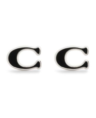 Black Signature C Enamel Stud Earrings