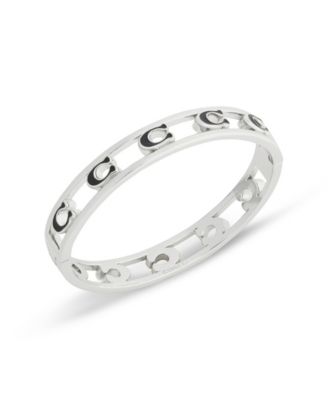 Black Signature C Enamel Openwork Bangle Bracelet