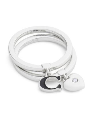 Faux Stone Signature C Rexy Charm Duo Ring Set