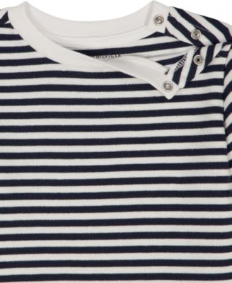 Baby Boys' Striped Crewneck T-Shirt and Signature Denim Shortalls, 2-Piece Set