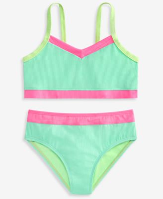 Girls' 7-16 Colorblocked Swimsuit, 2-Piece Set