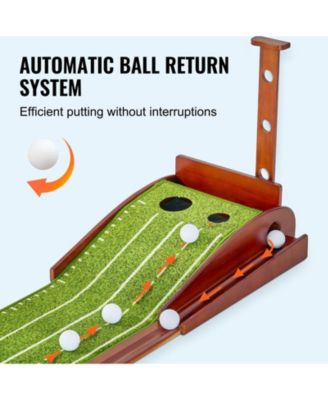 Golf Putting Mat Indoor 2-Hole Green with Ball Return Alignment Guide and Base