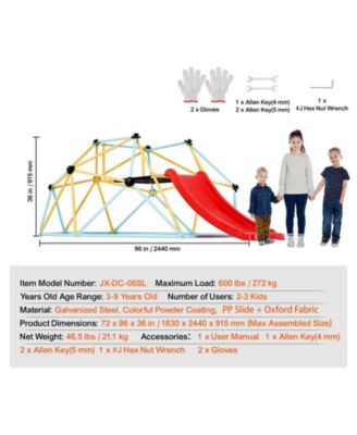 8FT Kids Climbing Dome with Slide for Indoor Outdoor Play