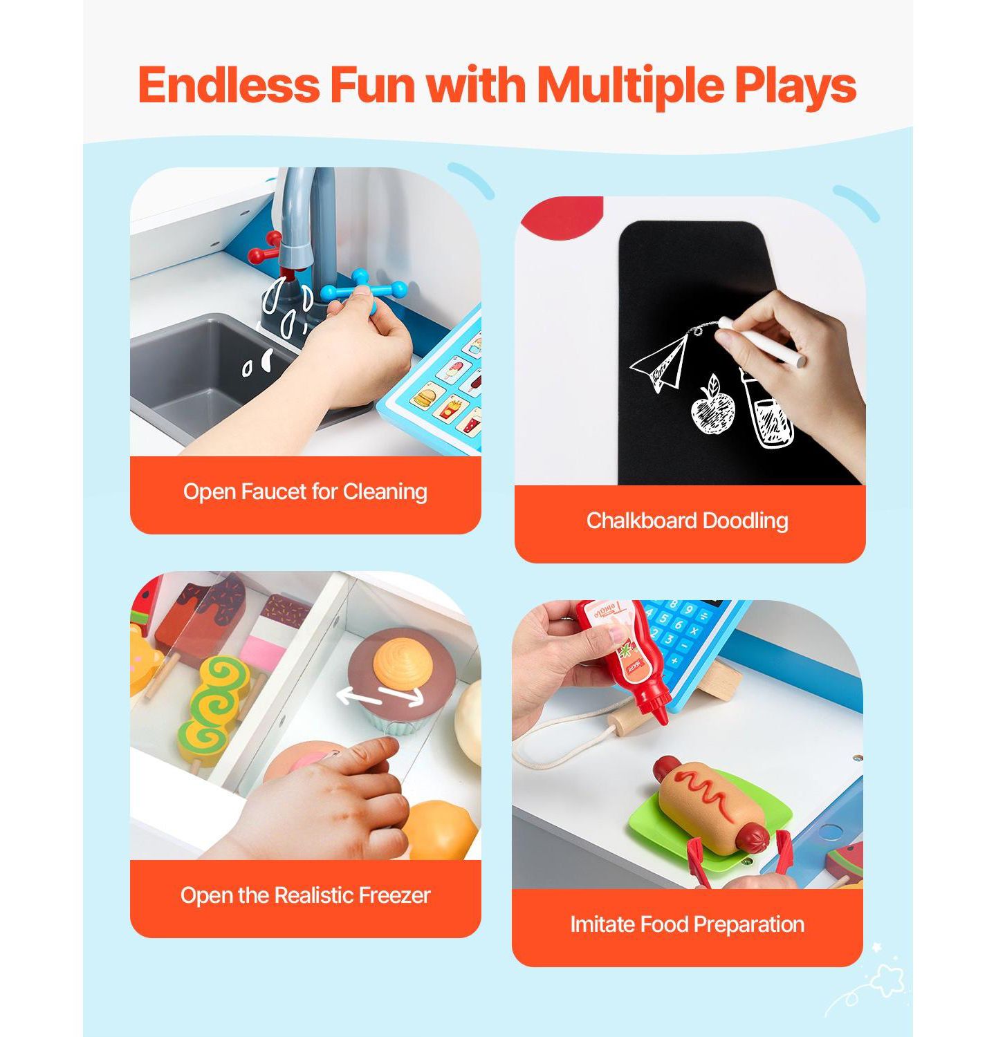 Детский игровой набор SUGIFT Ice Cream Truck Steering Wheel & Chalkboard 25-Piece Playset, Ages 3+, цвет: Синий — фото 7
