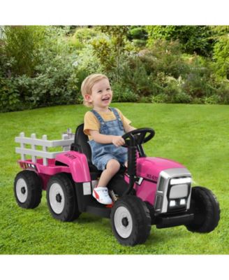 12V Ride on Tractor with 3-Gear-Shift Ground Loader for Kids 3+ Years Old