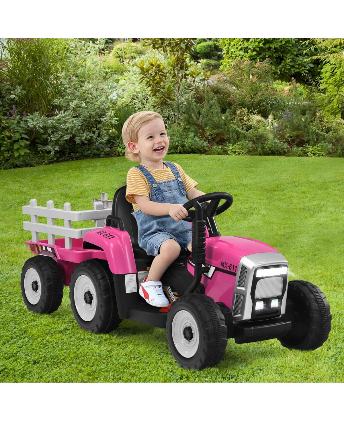 Sugift 12V Ride on Tractor with 3-Gear-Shift Ground Loader for Kids 3+ Years Old