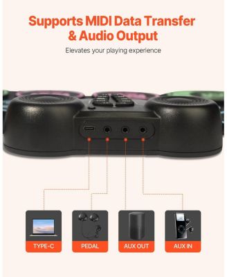 Roll-Up Electric Drum Set 9 Pads with Speakers Pedals Sticks MIDI