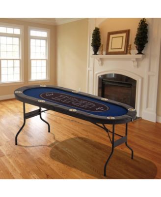8-Player Foldable Poker Table 72" Oval with Cup Holders and Padding