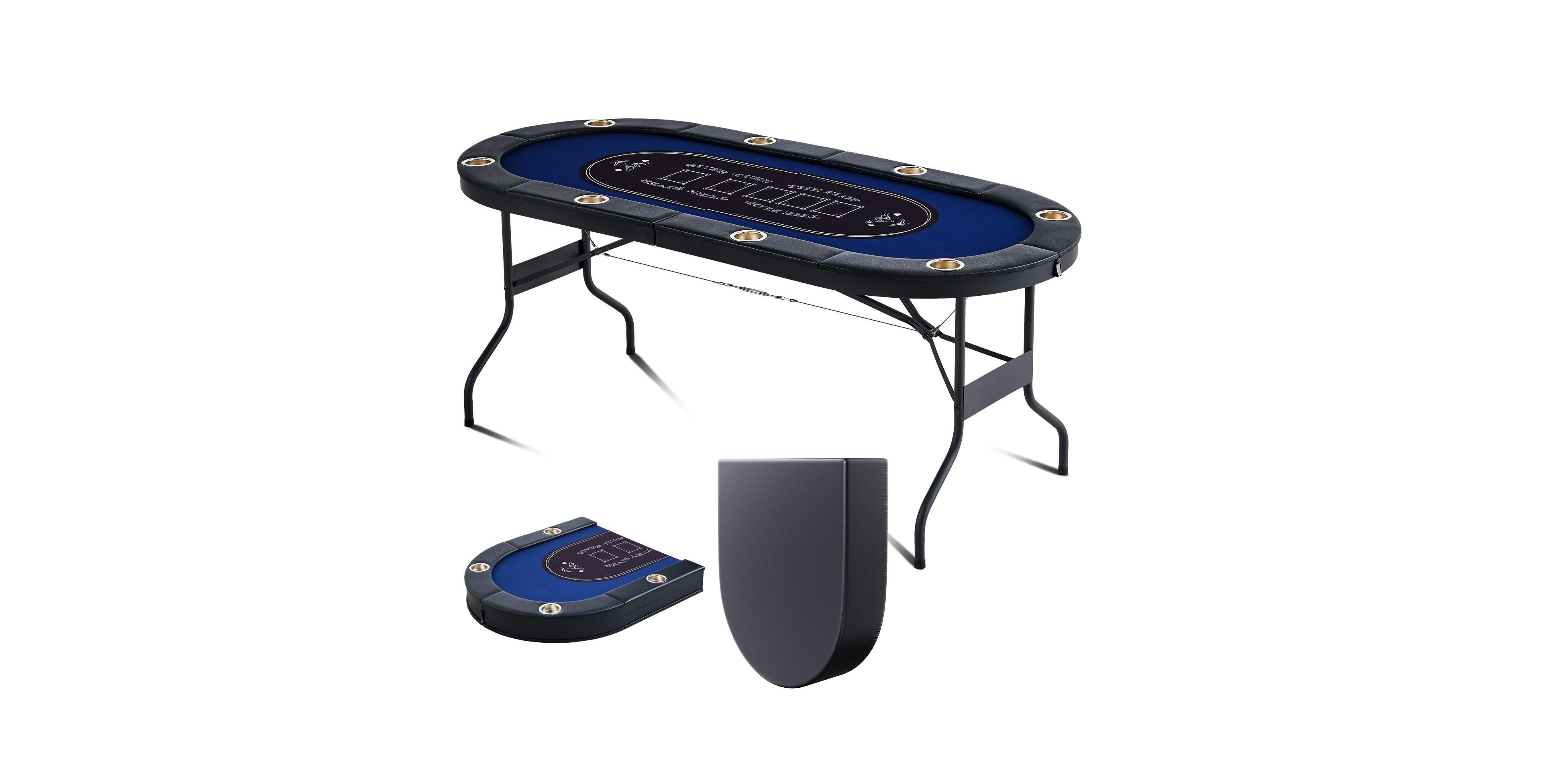 Sugift 8-Player Foldable Poker Table 72" Oval with Cup Holders and Padding
