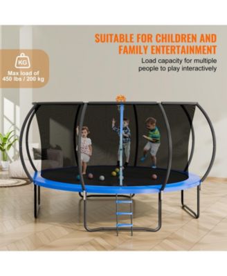 14FT Heavy Duty Trampoline with Net Ladder and Curved Poles