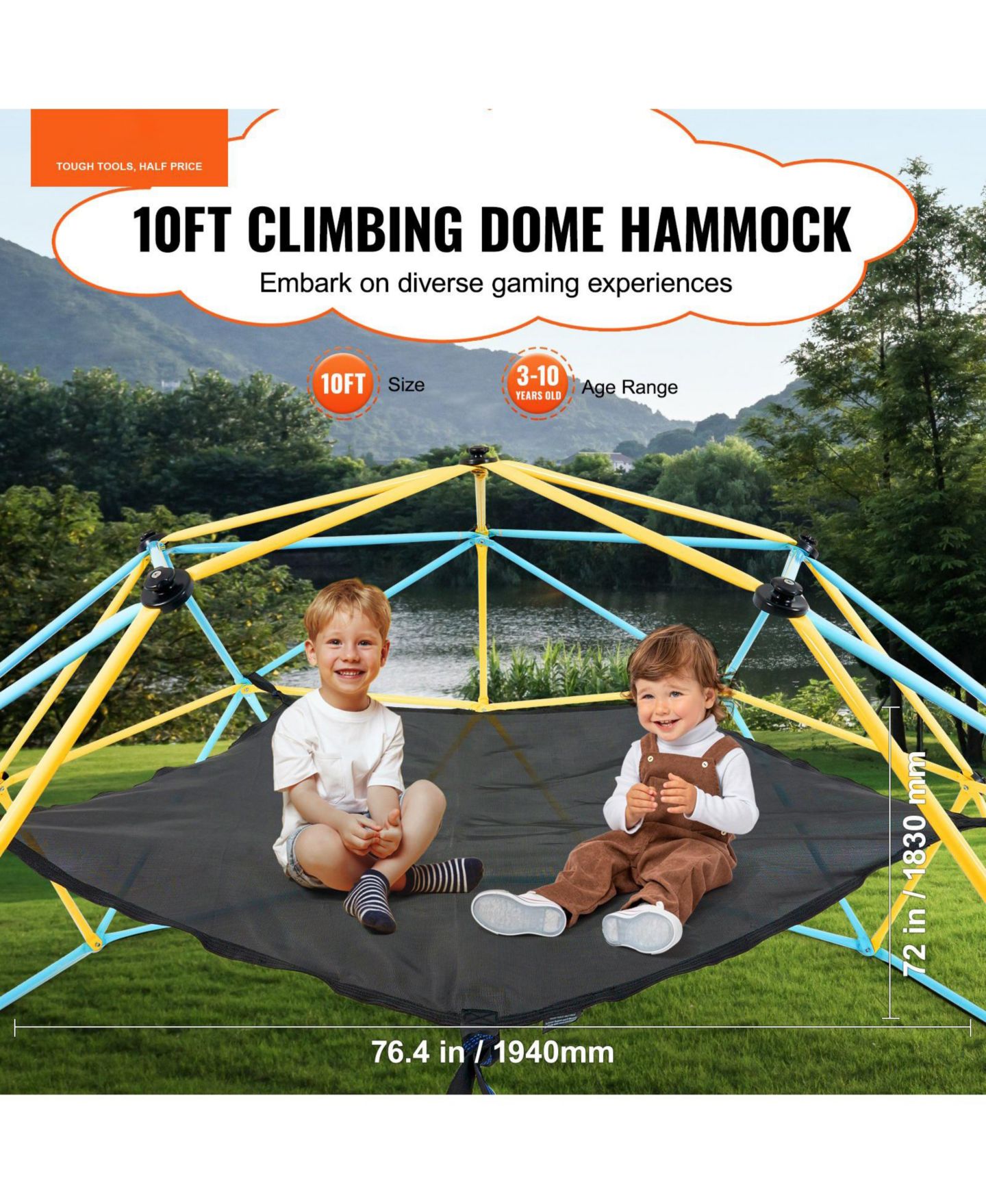 Детская игрушка SUGIFT 10-Ft Dome-Climber Hammock, 350-lb Capacity, Ages 3+, цвет: Чёрный — фото 7