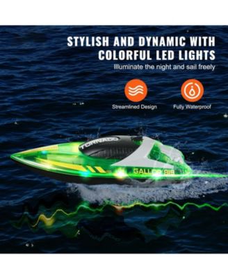 2.4GHz RC Racing Boat with LED Navigation Lights & Waterproof Design, Green