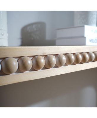 59" Wood Console Table, Curved Waterfall Entryway Table with Wood Beads