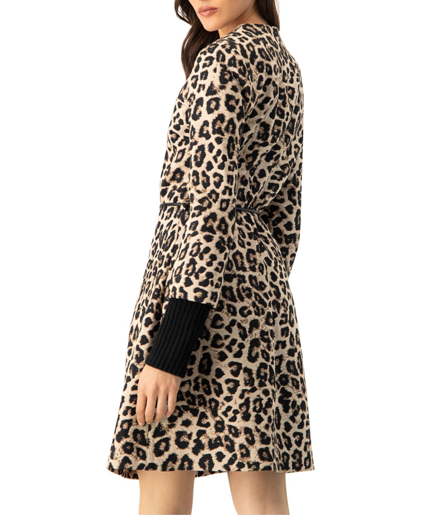 Женское пальто Ivonne Ribbed-Cuff Long Animal Print, цвет: Бежевый — фото 3