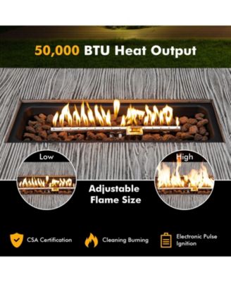 43 Inch 50000 BTU Propane Fire Pit Table with Removable Lid
