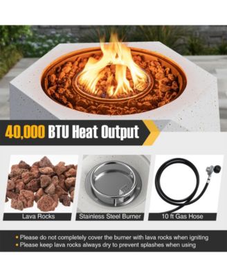 28 Inch 40000 BTU Hexagon Terrazzo Propane Fire Pit Table with Stainless Steel Burner