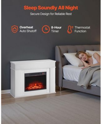 43" Freestanding Electric Fireplace Stove Heater with Mantel 1500W White