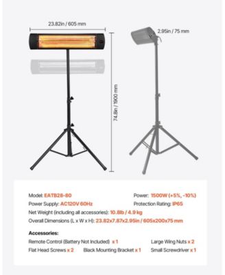 1500W Infrared Space Heater with 3 Heat Settings & Remote Control