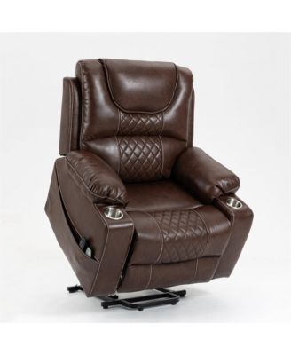 Velvet Recliner Chair with 2 Cup Holder, Lounge Chair Power Lift Chair Relax Sofa Chair