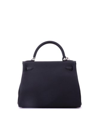 Kelly 28 Handbag Black Togo with Brushed Palladium Hardware
