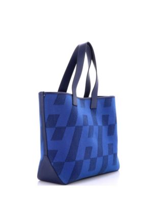 40 Cabas H en Biais Tote Canvas with Leather