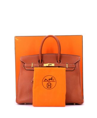Birkin 35 Handbag Brown Clemence with Gold Hardware
