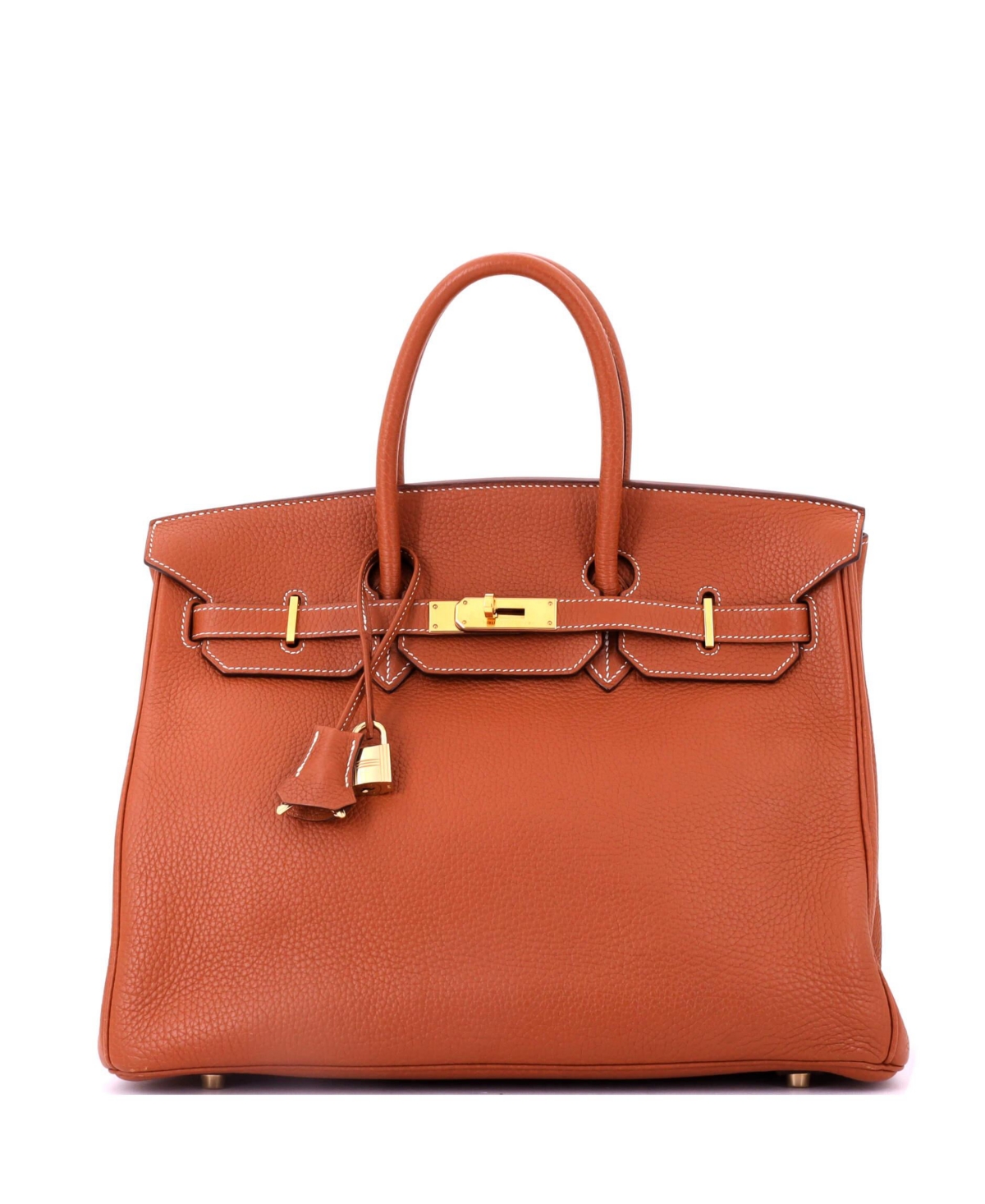 Pre-Owned HERMES Birkin 35 Handbag Brown Clemence with Gold Hardware