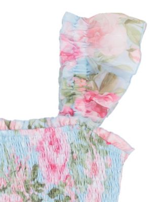 Girls' 7-16 3D Printed Smock Square Neck Dress