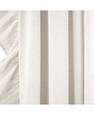 Linen Ruffle Window Curtain Panel Single Off White 54X95+5