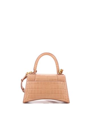 Small Hourglass Top Handle Bag Embossed Leather