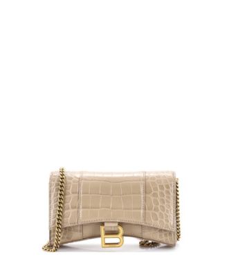 Hourglass Chain Wallet Embossed Leather