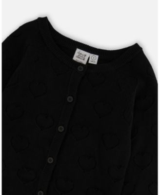 Baby Girls Pointelle Knit Cardigan Black