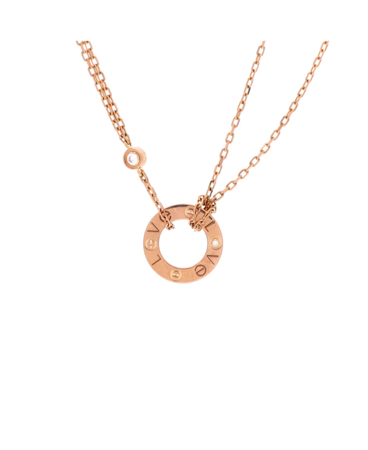 Pre-Owned Cartier 2 Diamonds Love Pendant Necklace - 18k rose gold