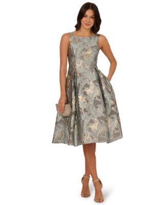Women's Metallic Jacquard Midi Dress
