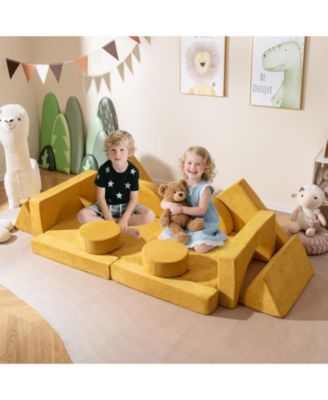 Kids 14-Piece Modular Play Couch Set for Playroom or Bedroom