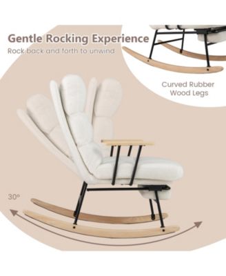 Nursery Rocking Chair with Teddy Velvet Upholstery