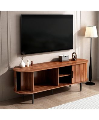 55 Inches Modern TV Stand with Storage Compartment and Sliding Door