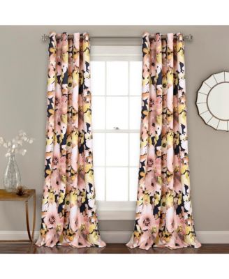 Lush Decor Floral Watercolor Light Filtering Window Curtain Panels Pair 52"W x 84"L Floral Curtains for Bedroom - Living Room Curtains