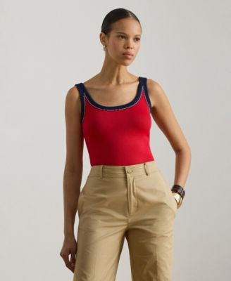 Women's Two-Tone Scoop Neck Sweater Tank Top