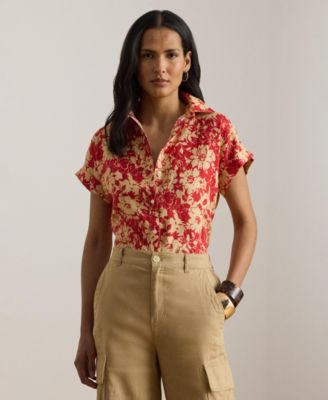 Women's Floral Print Collared Shirt