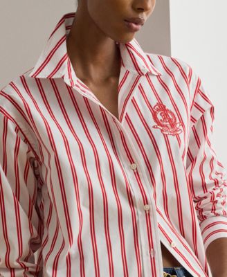 Women's Relaxed Fit Striped Collared Shirt