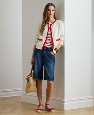 Women's Striped Embroidered Logo Crewneck T-Shirt