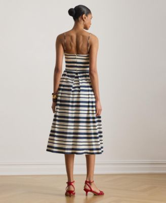 Women's Striped Satin Sleeveless Cocktail Dress