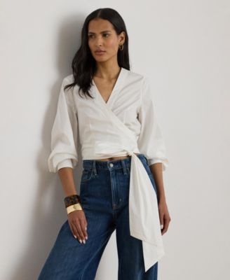Lauren Ralph Lauren - Women's Cropped V-Neck Wrap Top