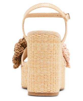 Women's Shore Raffia Flower Platform Wedge Sandals