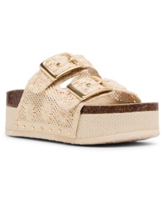 Women's Babes-RF Double-Strap Round Toe Flatform Footbed Sandals