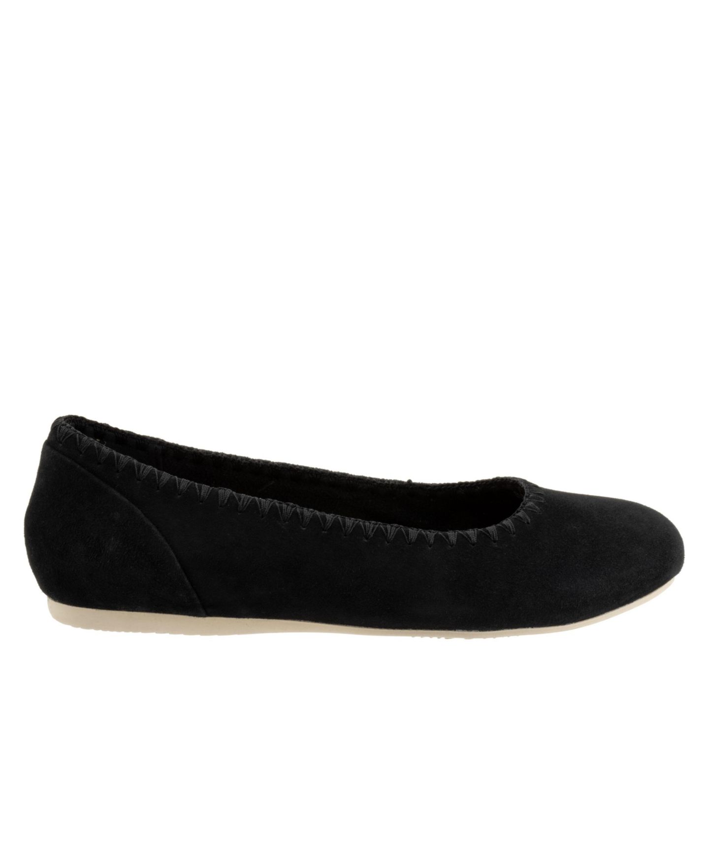 Женские балетки SoftWalk Sonoma Embroidery Flat, цвет: Чёрный замшевый — фото 2