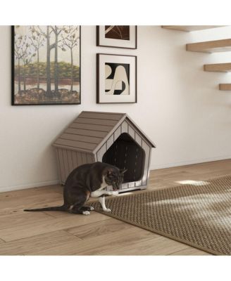 Durable MDF Structure Foldable Indoor Cat House Blue with Scratch Pad for Multi-Cats